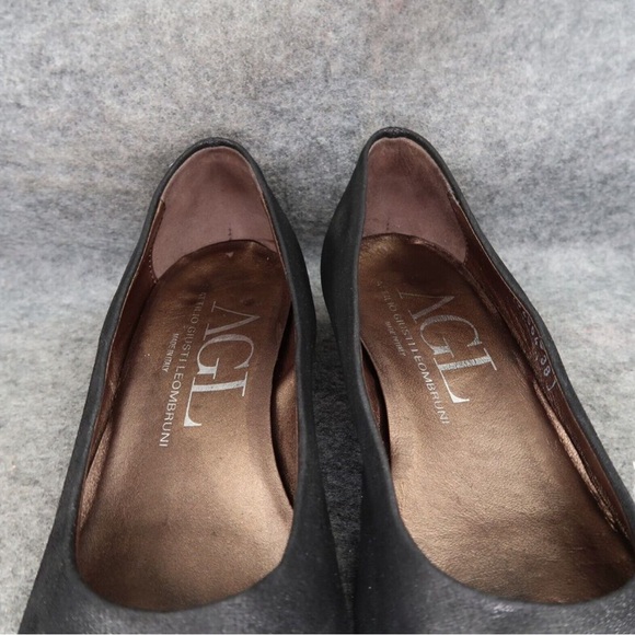 AGL Shoes Womens 38 Pump Loafers Patent Point Toe Leather Black Fashion Career - Picture 2 of 9